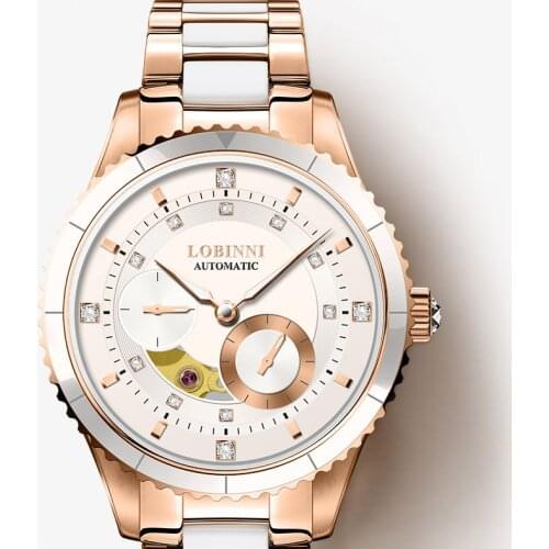 LOBINNI Top Luxury Brand Women Watches Japan MIYOTA Automatic Mechanical Clock Sapphire Diamond Skeleton Ladies Watch L2018-3