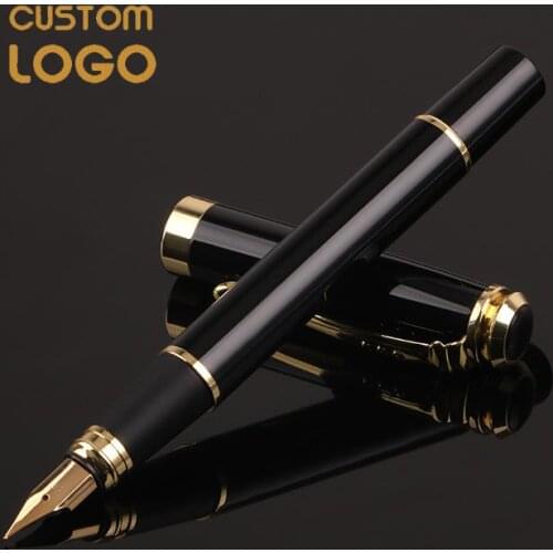 Promotional Gift Customized Logo Pen Luxury Metal Fountain Pen 0.38mm EF Nib School Office Pens Stationery Sliver & Golden