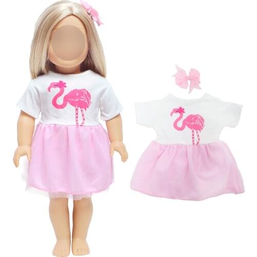 Handmade Pink Doll Dress Evening Party Gown With Headwear Clothes for American 18 Inch 43 CM Baby Girl DIY Accessoriess Toys