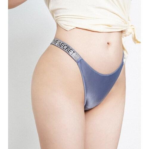 Rhinestones letter Sexy Thongs Women Panties Diamonds G-string Thong Shorts Briefs Sports Low Waist T-back Fitness Size S-XL