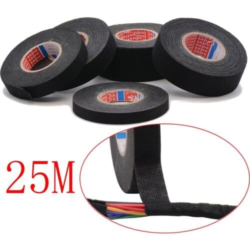 25M Heat-resistant Coroplast Adhesive Cloth Fabric Tape for Car Auto Cable Harness Wiring Loom Protection Width 9/15/19/25/32mm