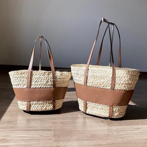 Oroton Womens Summer Bag Genuine Leather 2021 Luxury Designer Beach Straw Bag Handbag WickerTravel Basket Tote