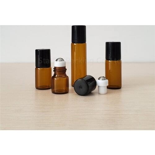 1ml 2ml 3ml 5ml Amber Roll On Bottles For Essential Oils roll-on Refillable Perfume Bottle Deodorant Containers