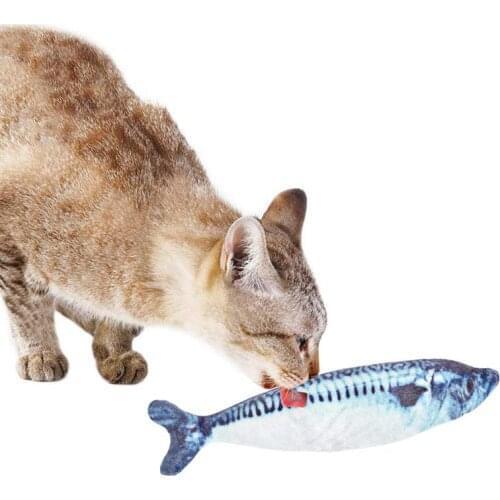 1pc Cat Fun Plush Fish Cat Toy Artificial Fish Shape Pet Chew Toy Kittens Play Toy Pet Catnip Toy
