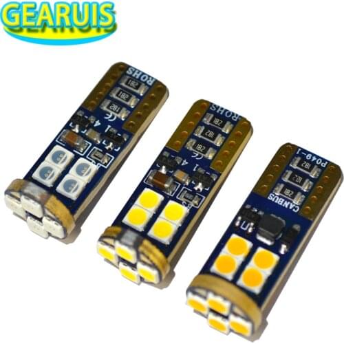 10pcs W5W LED canbus T10 12 smd 3030 no error Car lamp Turn Side License Plate Light Trunk Lamp Clearance Lights White Red Amber