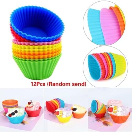 12pcs Silicone Cupcake Cups Reusable Heat Resistant Baking Molds Cake Decorating DIY Pastry Tools Party Supplies