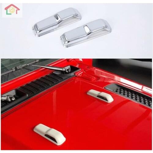 Car Engine Hood Hinge Decoration Cover ABS Engine Handle Hood Spray Sticker 2Pcs For Jeep Wrangler JL 2018 2019 Accessories