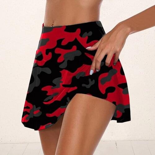 2020 New Female Gym Dance Skirt Womens Camouflage Volleyable Skirts Running Fitness Shorts Pantskirt Anti-emptied 2 1