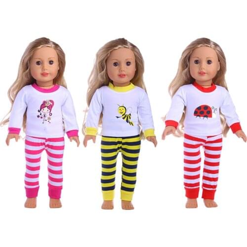 3 styles high quality fashion striped pants + Logo pattern shirt for 18inch American doll accessories toys for children