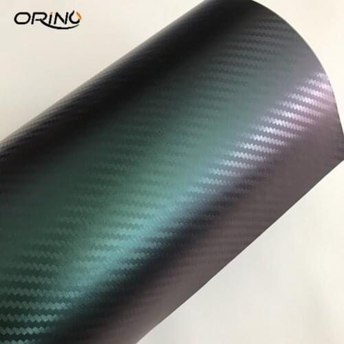 50x300cm Green Purple Chameleon 3D Carbon Fiber Vinyl Car Wrapping Foil Chameleon Motorcycle Car Sticker with Air Release