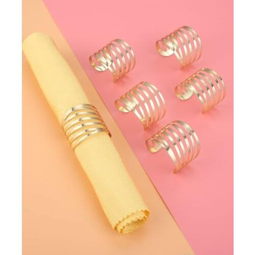 6Pcs Round Gold Napkin Rings Metal Cross Hollow Napkin Holder for Table Decoration Wedding Party Birthday Decor