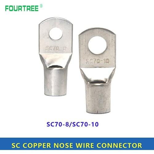 SC70-8/10 Bare Terminals Tinned Copper Lug Ring Seal Wire Connectors Cable Crimped/Soldered Assorted Kit Jiont 5/10Pcs