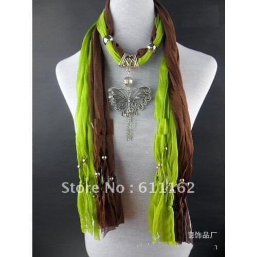 Free 2013 - 48pcs Korean Fashion Scarf Pendant jewelry necklace womens Charming diamond circle Jewellery Scarves Mix