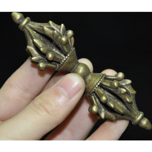 3.6" Tibetan Buddhism temple bronze Dorje Phurpa Pestle Vajra Dagger Faqi statue