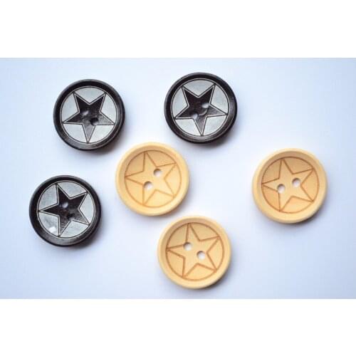 Wooden Sewing Star Button Scrapbooking Wooden buttons Printed 2 color Wide 20mm *20mm button 20 pcs/lot