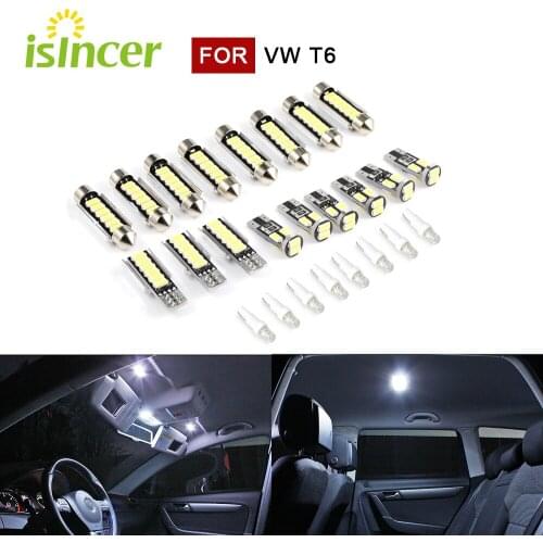 For VW T6 2015 25 Pcs Perfect White Canbus Car LED Interior White Lamp Indoor Map Dome Light Bulb Kit Car bulb