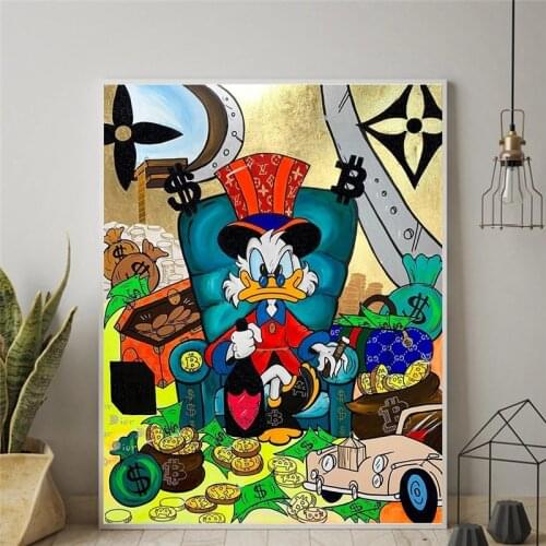 Graffiti Art Alec Monopoly Scrooge Mcduck Money Canvas Paintings Wall Art Picture Posters Prints Home Living Room Decor Cuadros