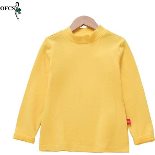Hot! Children Clothes T-shirt Kids Cotton Full Knit Bottom Shirt Girls Solid Soft Tops Spring Boys Clothing 2-12 Years Low Price
