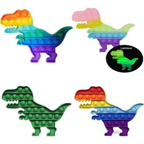 Dinosaur Shaped Bubble Fidget Toys Push Bubble Sensory Toys Rainbow Kids Adult Autism Antistress Toys for Children Simple Dimple