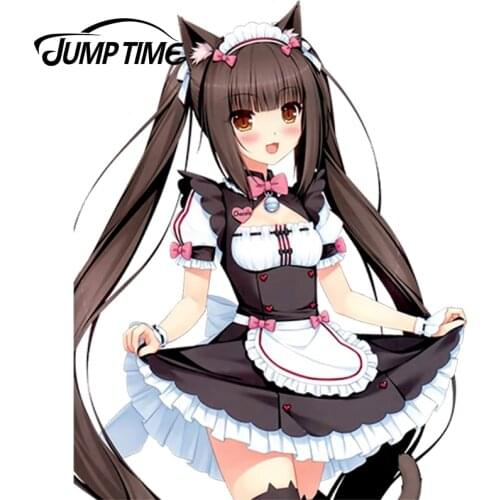 JumpTime 13cm x 10.2cm 3D Sexy Cute Chocola Maid Anime Sayori Neko Works Waterproof Car Window Bumper Accessories Car Sticker
