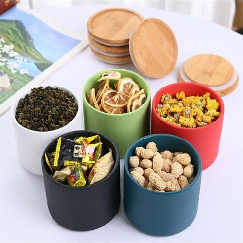 Nordic Ceramic Sealed Cans Tea Caddy Simple Coffee Beans Snack Storage Tank with Lid Small Candy Jars Kitchen Food Container