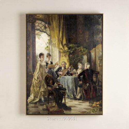 Classical court figures earl music party canvas printings oil painting printed cotton no frame home wall art decoration picture