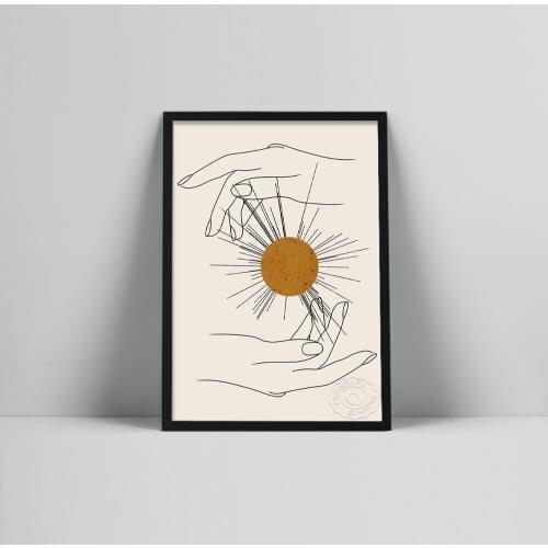 Room decor aesthetic, sun art print, boho wall decor, boho print, minimal art print, printable wall art, mid century modern prin