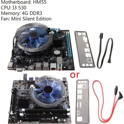 1Set HM55 Computer Motherboard I3 I5 Lga 1156 4G Memory Fan Desktop Mainboard 50LA
