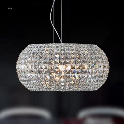 40/50cm Round Pumpkin Crystal Pendant Light Fixture Nordic European Creative Hanging Ceiling Lamp Lustre Foyer Dining Table Room