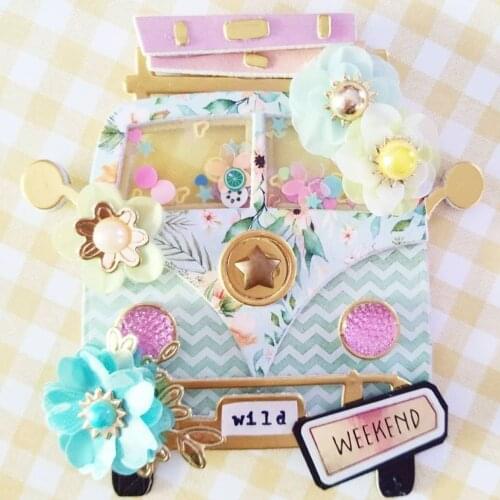 KSCRAFT Summer Camper Car Metal Cutting Dies Stencils for DIY Scrapbooking Decorative Embossing DIY Paper Cards