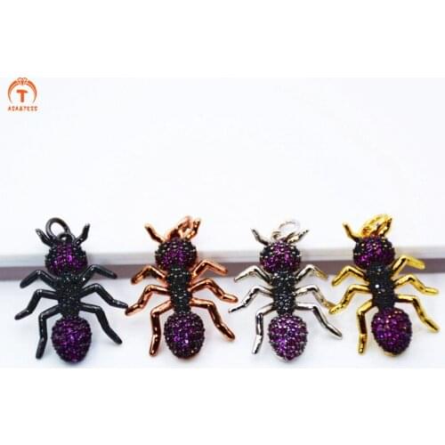 ASA&TESS Fuchsia ant CZ pendant for necklace Fuchsia CZ Micro Paved Cubic Zirconia insect pendant black/sil-ver/gold/rose gold
