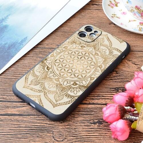 For iPhone Flower of Life In Lotus Pastel Golds And Canvas Print Soft Matt Apple iPhone Case