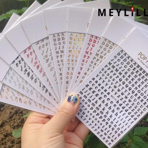 Summer Mixed Color English Alphabet Nail Stickers DIY Random Simple Decoration Manicure Sliders For Nails Art Designer Letters