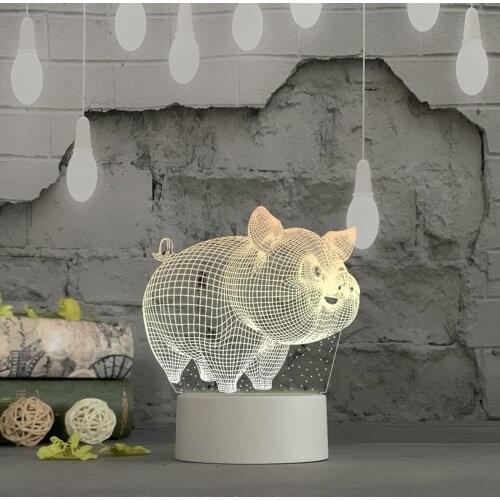 3D Cartoon Animal Night Light Usb Acrylic Warm White Lighting Night Lamp Table Desktop Decoration Led Lights Valentines Day Gift