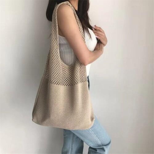 2021 New Hollow Woven Summer Beach Handbags Braid Shoulder Bag Baguette Large Tote Bolsa De Mensajero