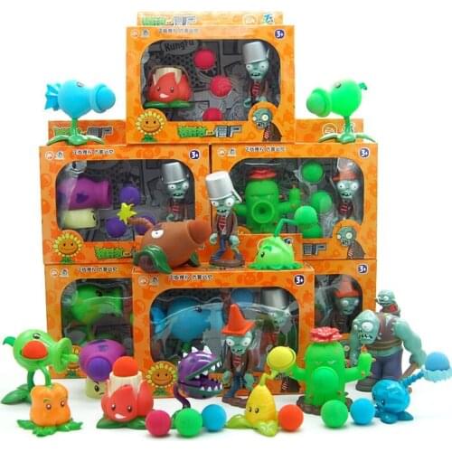 Plants and zombie toys full set gift box ejection vinyl dolls cartoon surrounding childrens toys