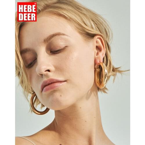 HebeDeer Simple Earrings Woman Piercing Vintage Geometric Creative Design Fashion Charm Hollow Smooth Statement Earrings Arete