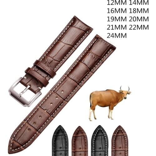 Bracelet belt black watchbands Full-grain genuine leather strap watch band 12-18 20mm 22mm 24mm watch accessories wristband