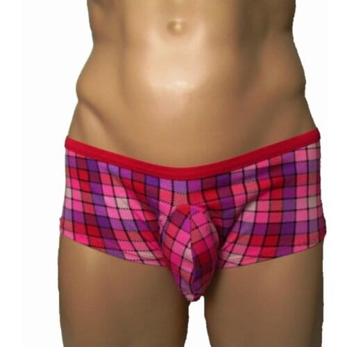 Candy Cherries Sissy Panties Men Boxers Pink Plaid Underwear Boy Shorts Plus Size Knickers CuecasTanga Hombre BiquiniComBojo Gay