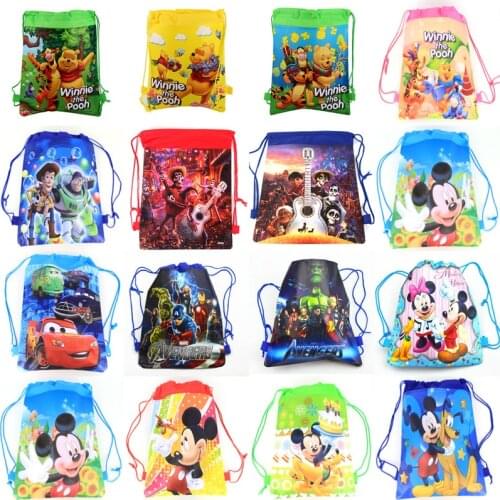 1pcs/lot baby boy party Non-woven drawstring pocket mickey mouse coco gift bag for kid boy birthday party gift decor Collection