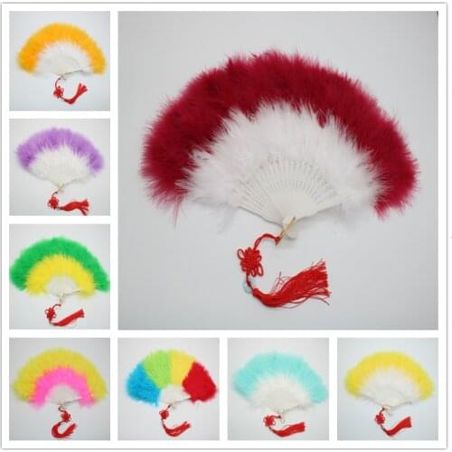 High quality 1pcs fluffy feather hand fan dance stage show props wedding party Goose feather fan Belly Dance decoration