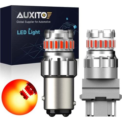 AUXITO 2PCS 3157 T25 P27W 7W LED Bulb 1157 BAY15D P21W 5W Car Brake Tail Lamp No Polarity LED Parking Light 1200LM 6500K 12V Red