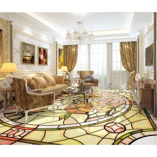 3d bathroom wallpaper waterproof Simple fashion abstract flower flooring pvc floor wallpaper Home Decoration