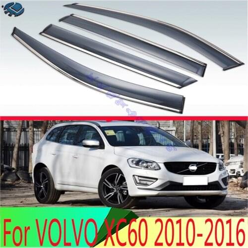 For VOLVO XC60 2010-2016 Plastic Exterior Visor Vent Shades Window Sun Rain Guard Deflector 4pcs