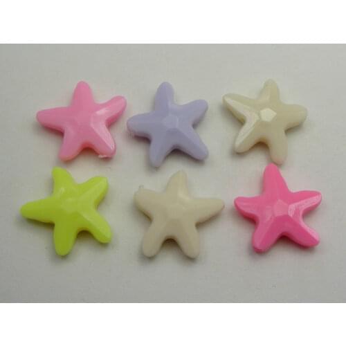 50 Mixed Pastel Color Acrylic Sea Star Starfish Beads Charms 20mm