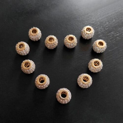 9mm Crystal Beads for Diy Jewelry Making Gold Bead Pendant Women Baby Kids Birthday Gift Colgante Bebe Pingentes Accessory N0516