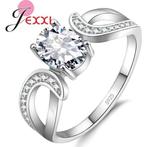 Brand New Geometric Oval Cubic Zirconia Engagement Wedding Rings 925 Sterling Silver Fashion Anillos Jewelry Top Quality