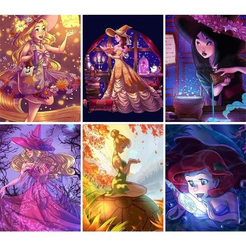 5D DIY Diamond Painting Disney Princess Anime Cartoon Square Round Handmade Mosaic Set Embroidery Cross Stitch Home Decor Gift