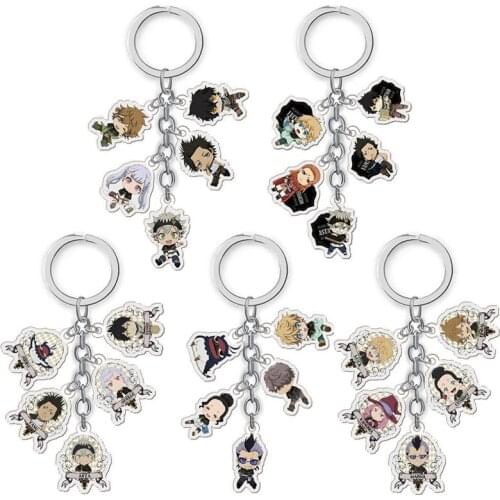 Japanese Anime Black Clover Keychain Cartoon Figure Car Key Chains Holder Keyrings Best Friend Graduation Christmas Day Gift
