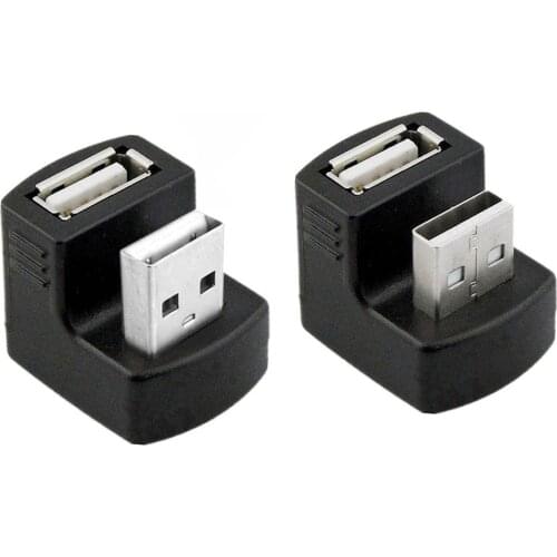 CYSM 1 Set Up & Down Angled USB 2.0 Adapter A Male to Female Extension 180 Degree Black